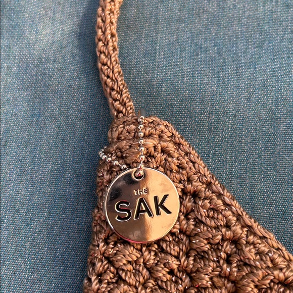 The Sak Vintage Boho Crochet Shoulder Beige Metallic Thread Purse - Picture 13 of 16